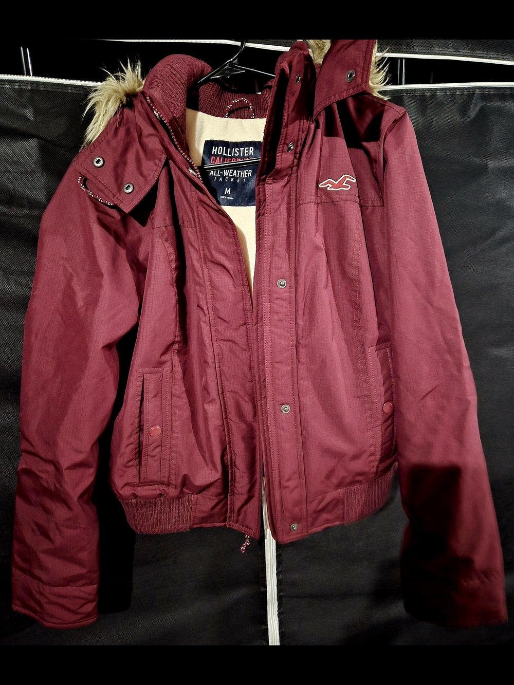 Hollister California Black Label Jacket with Red Accent